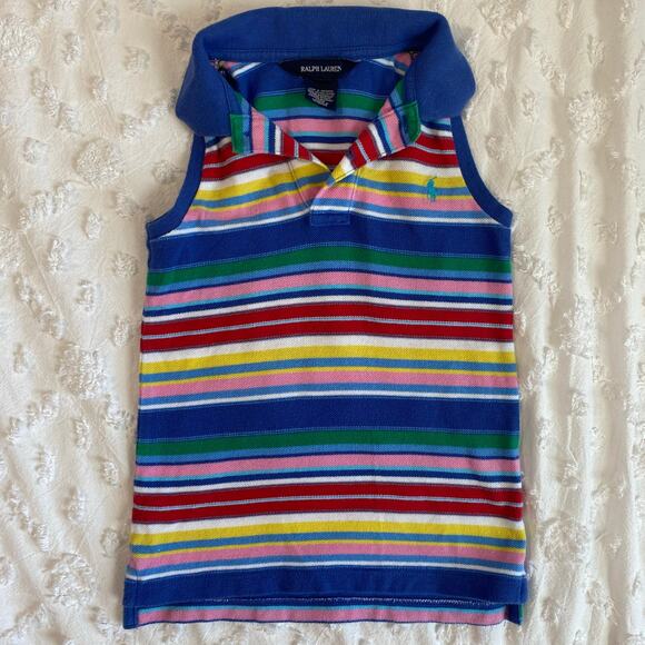 Ralph Lauren Girls Striped Polo Dress Size 6 Preppy Cotton Vacation Cruise - Picture 1 of 3